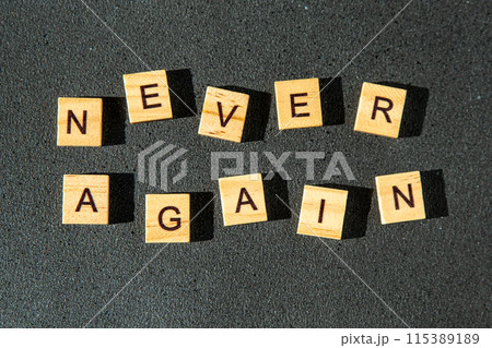Never again wooden letters 115389189