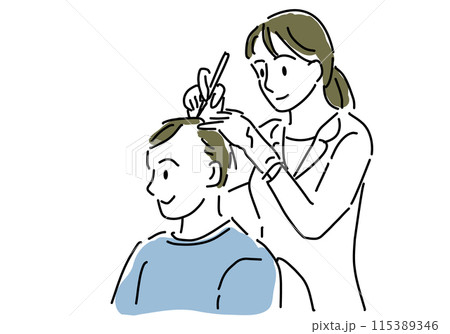 増毛施術を受ける若い男性シンプル線画 増毛施術を受ける若い男性シンプル線画 115389346