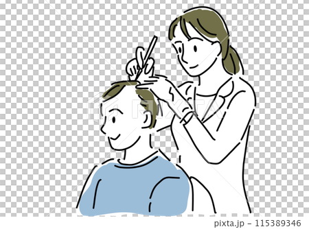 増毛施術を受ける若い男性シンプル線画 増毛施術を受ける若い男性シンプル線画 115389346