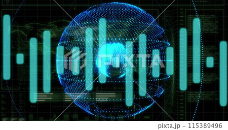 Image of data processing over globe 115389496