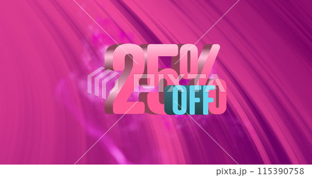 Image of 25 percent off over waves on pink background Image of 25 percent off over waves on pink background 115390758