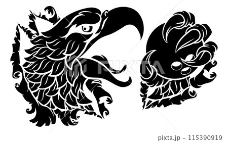Bald Eagle Hawk Ripping Bowling Ball Mascot 115390919