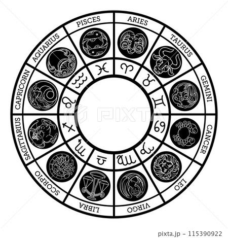 Astrological zodiac horoscope star signs icon set 115390922