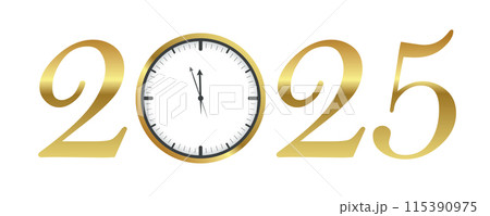 clock shortly before 2025 new year gold typography vector illustration clock shortly before 2025 new year gold typography vector illustration 115390975