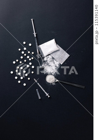 addictive drugs and syringes addictive drugs and syringes 115391140