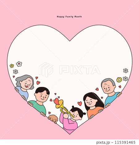 An illustration with a family inside a heart 115391465