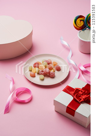 Fruit candy and lollipop candy 115391583