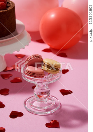Sweet macarons on a glass plate Sweet macarons on a glass plate 115391603