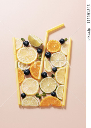 Citrus fruit cross section shaped like a juice cup Citrus fruit cross section shaped like a juice cup 115391848