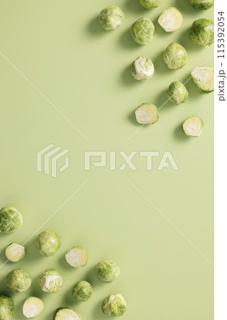a pile of mini cabbage placed diagonally with empty space 115392054