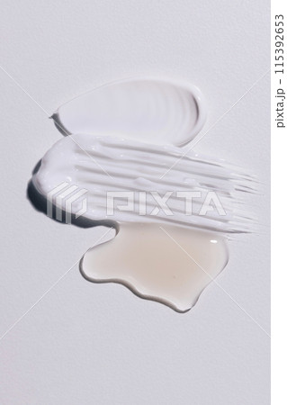 A variety of creams with a white background cosmetic formulation 115392653