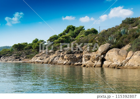 Beautiful bluff on Sithonia Island, Greece Beautiful bluff on Sithonia Island, Greece 115392807