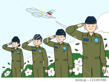 pilot soldiers saluting 115393390