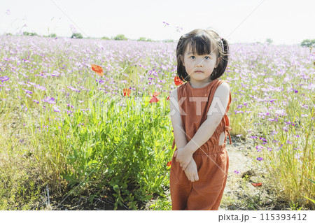花畑で遊ぶ女の子 115393412