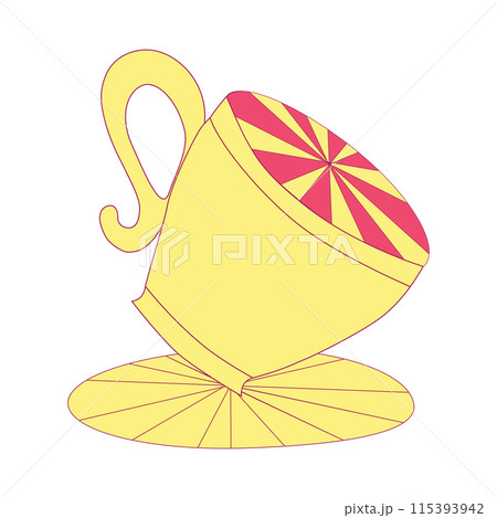 Alice in Wonderland pattern. rabbit, Cheshire cat, flamingo, cards, hat, keys, cup, mushrooms, clock 115393942