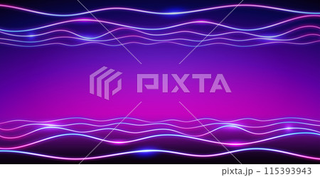 Abstract Wavy Neon Background in Retro Wave Style 115393943
