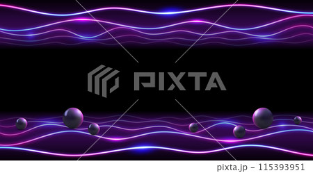 Abstract Dark Wavy Neon Background in Retro Style 115393951