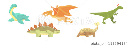 Funny Dinosaur Character with Cute Snout Vector Set 115394184