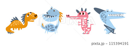 Funny Dinosaur Character with Cute Snout Vector Set 115394191