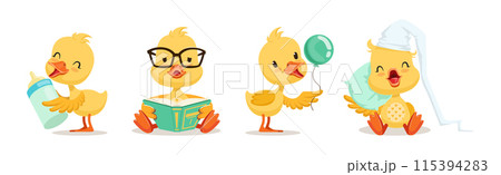 Little Yellow Duck Chick Different Emotion And Situation Vector Set Little Yellow Duck Chick Different Emotion And Situation Vector Set 115394283