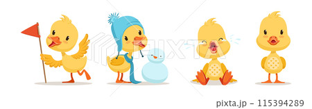 Little Yellow Duck Chick Different Emotion And Situation Vector Set Little Yellow Duck Chick Different Emotion And Situation Vector Set 115394289