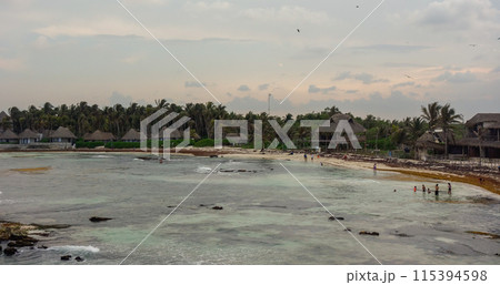 public beach in Tulum , Mexico. Riviera Maya, Caribbean Sea 115394598