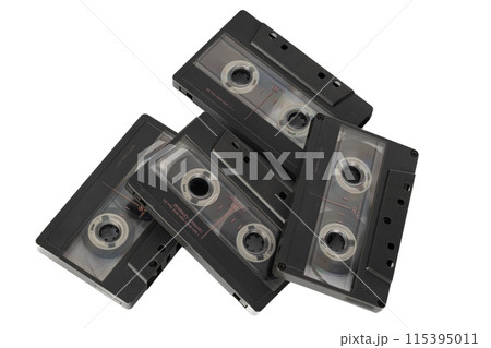 Stack of Black Cassette Tapes 115395011