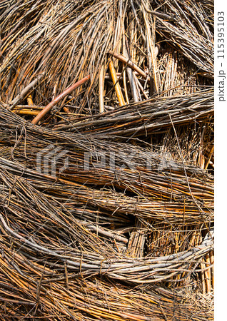 Woven wood background out of many twigs. Woven wood background out of many twigs. 115395103