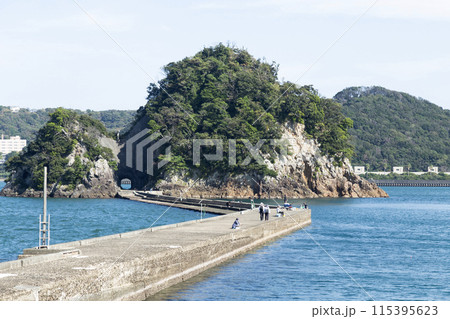 南伊豆下田の防波堤と海 115395623