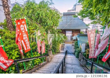日本の横浜都市景観 6月。弘明寺駅前の商店街を抜けた先。弘明寺などを望む 115396136