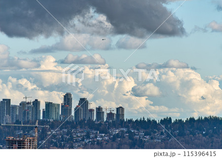 Surrey downtown view on cloudy sky background Surrey downtown view on cloudy sky background 115396415