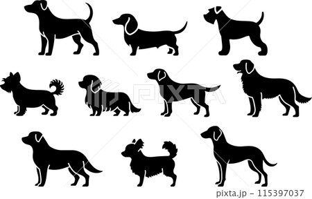 犬のシルエット 10種セット 07 犬のシルエット 10種セット 07 115397037