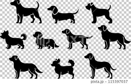 Dog silhouettes 10 types set 07 115397037