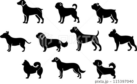 犬のシルエット 10種セット 06のイラスト素材 [115397040] - PIXTA