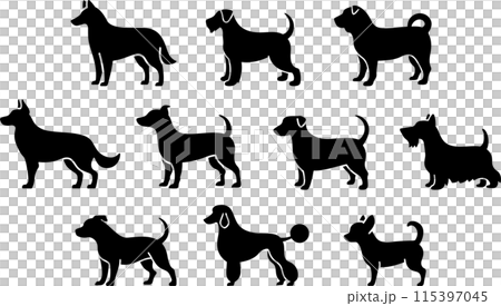 Dog silhouettes 10 types set 03 Dog silhouettes 10 types set 03 115397045