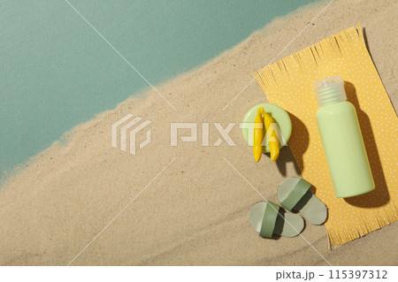 The concept of summer holidays, a place to rest on the beach. The concept of summer holidays, a place to rest on the beach. 115397312