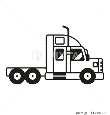 Freight Cargo Truck Icon in Line Art Design Freight Cargo Truck Icon in Line Art Design 115397348