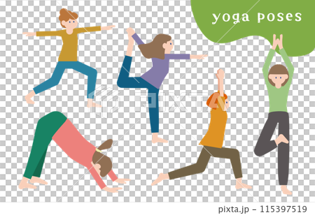 Yoga poses illustration set 115397519