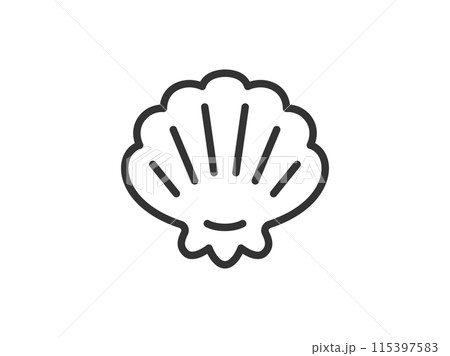 貝殻のアイコン（線画）のイラスト 115397583