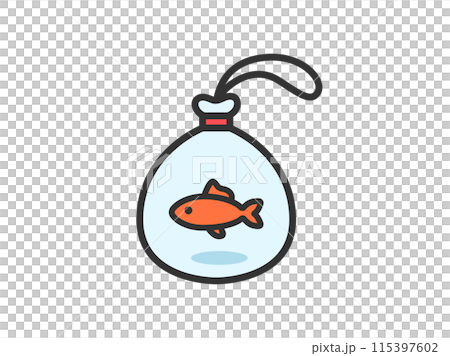 透過舀金魚拍攝的金魚圖示（線條畫顏色）的插圖 115397602