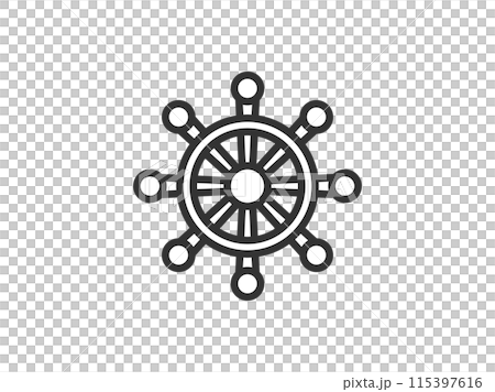 舵輪のアイコン（線画）のイラスト 115397616