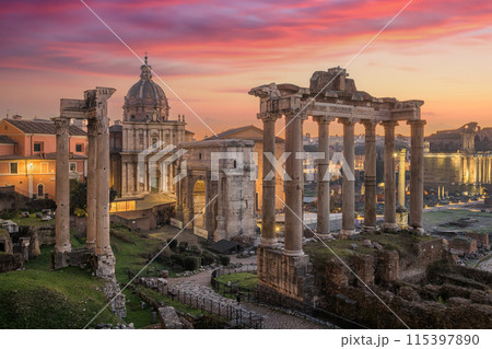 Rome, Italy at the historic Roman Forum Ruins 115397890