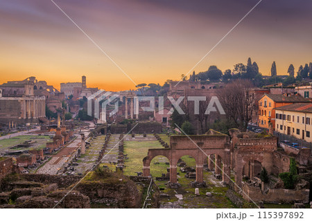 Rome, Italy at the historic Roman Forum Ruins 115397892