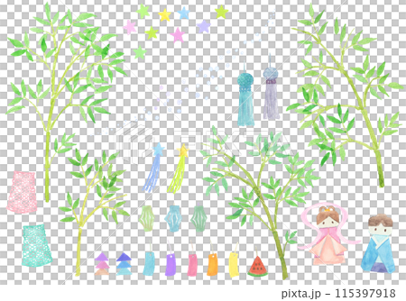 手繪水彩七夕裝飾一套 115397918