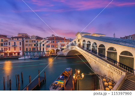 Venice, Italy at the Rialto Bridge over the Grand Canal Venice, Italy at the Rialto Bridge over the Grand Canal 115397960