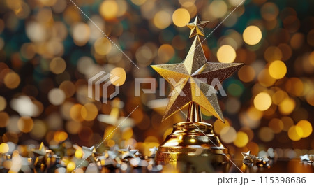 Golden Star Ornament With Blurred Lights...のイラスト素材 [115398686] - PIXTA
