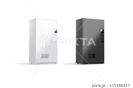 Blank black and white vending machine mockup, side view Blank black and white vending machine mockup, side view 115398817