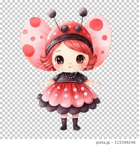 Little Girl Wearing Ladybug Costume 115399246