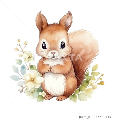 Cute Little Squirrel Sitting on Hind Legsのイラスト素材 [115399535