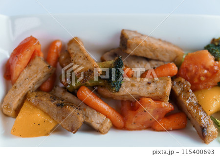 Stewed meat with vegetables and mushrooms Stewed meat with vegetables and mushrooms 115400693